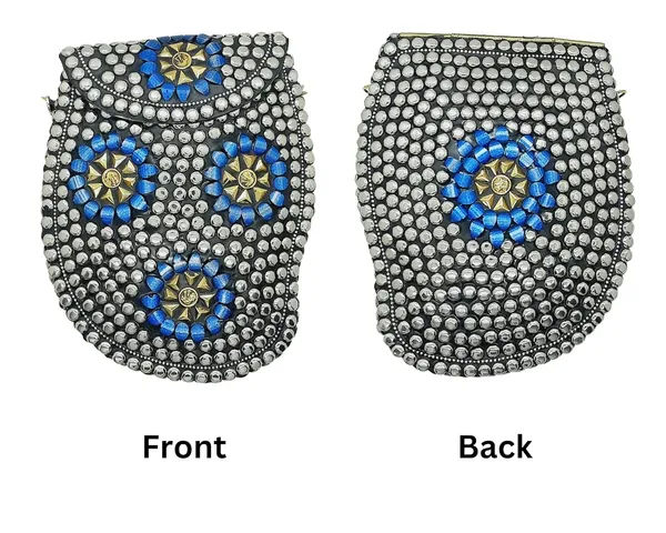 Silver Brass Metal Ethnic Handbag for Women 014